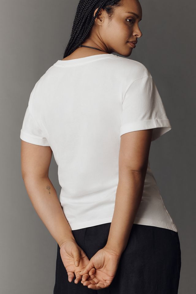 By Anthropologie Cotton Ruched Asymmetric Tee #7