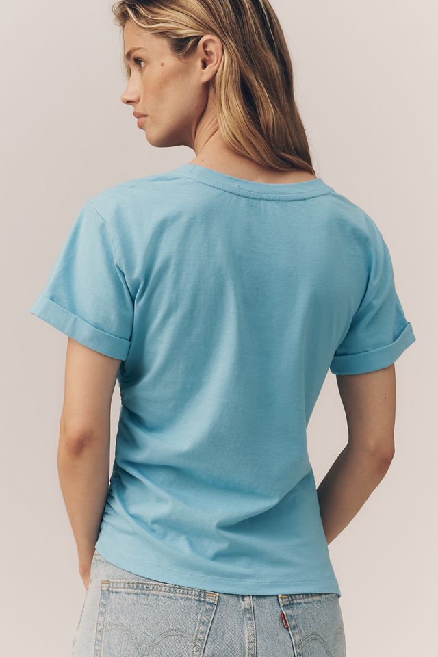 By Anthropologie 100% Cotton Ruched Asymmetric Tee #4