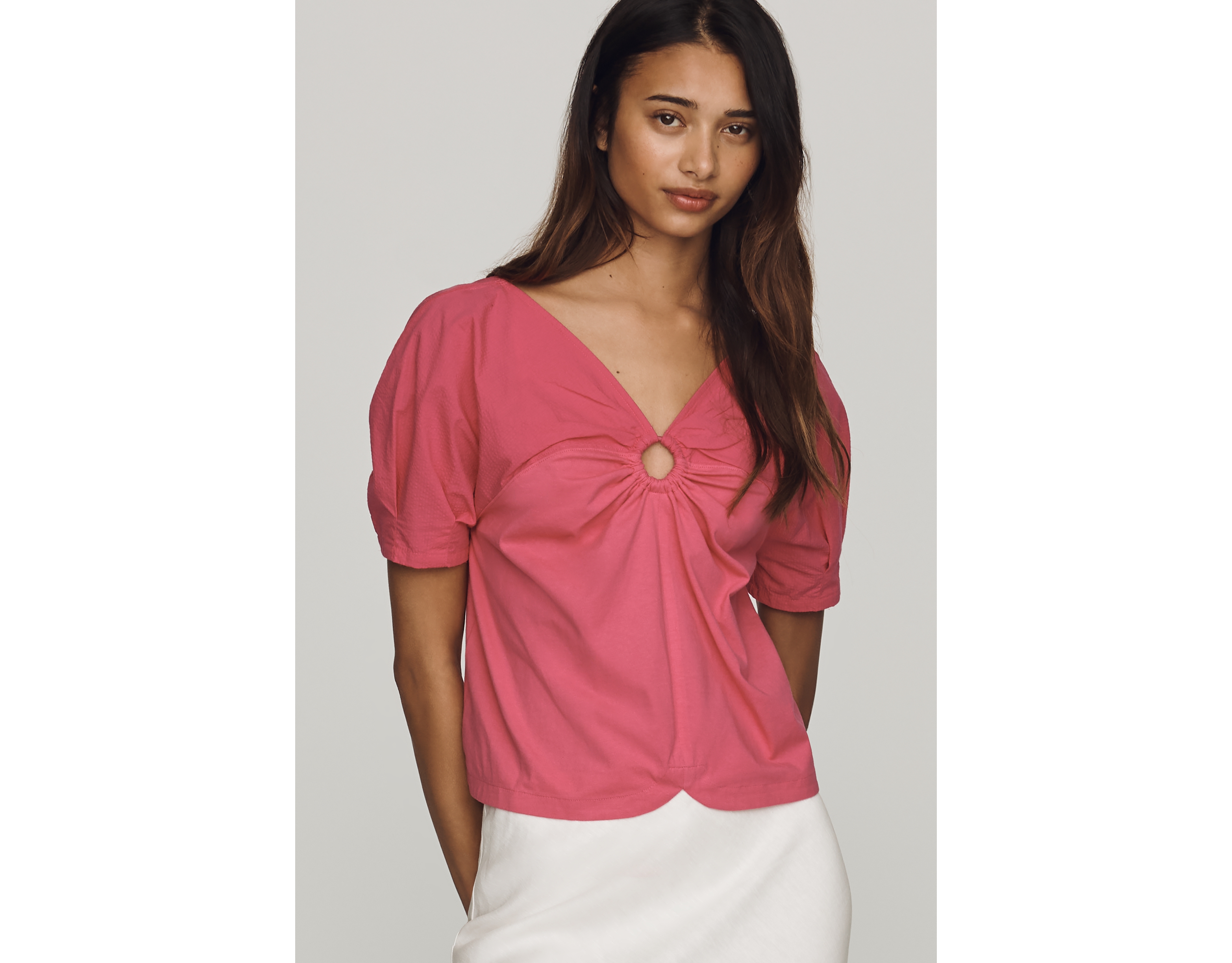 Maeve 100% Cotton Puff-Sleeve Top