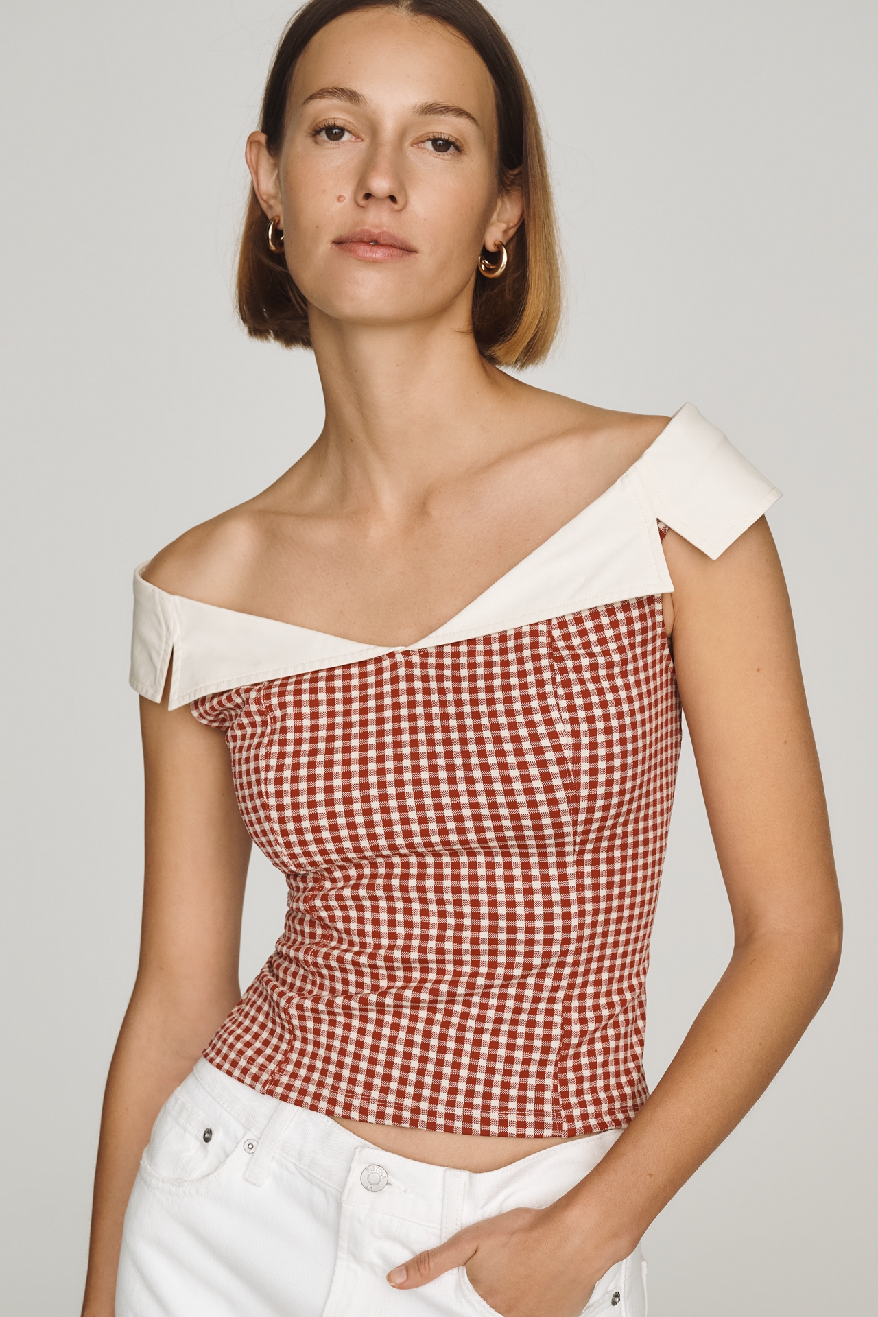 Maeve Off-Shoulder Collared Top