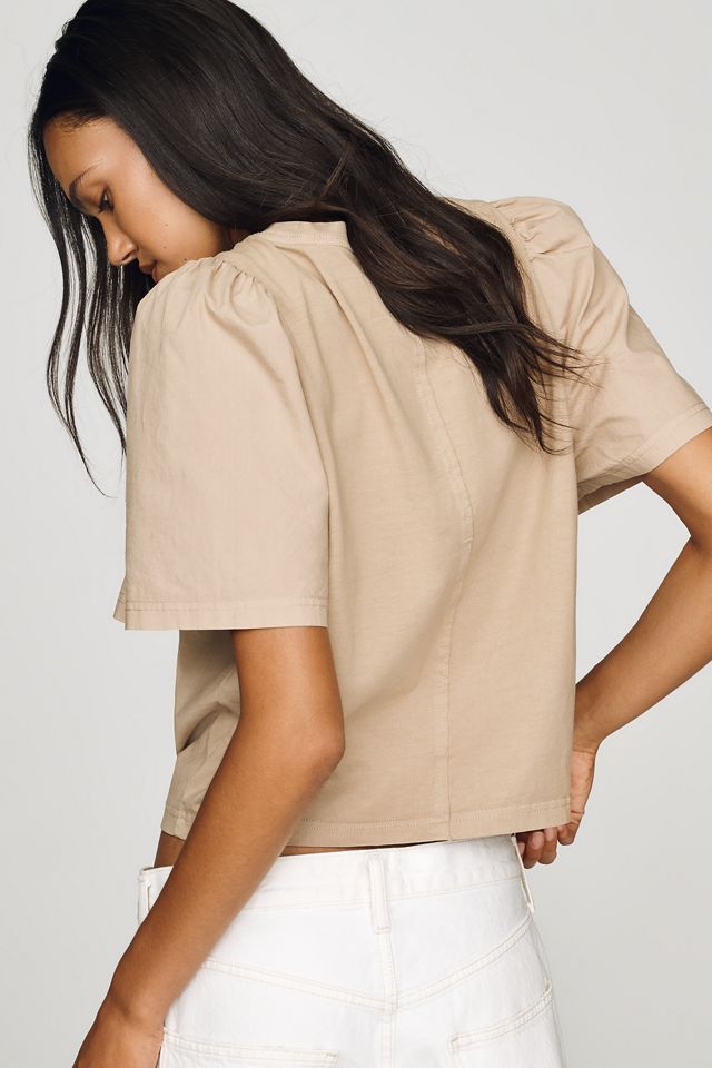 Pilcro Puff-Sleeve Bandana Drawstring Top  #3