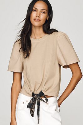 Pilcro Puff-Sleeve Bandana Drawstring Top 
