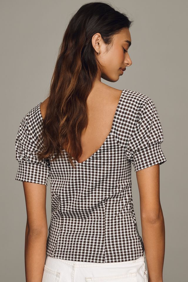 Maeve Gingham Short-Sleeve Blouse #3