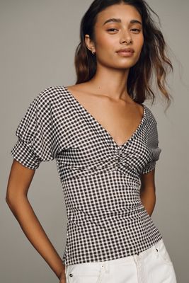 Maeve Gingham Short-Sleeve Blouse