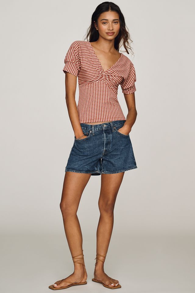 Maeve Gingham Short-Sleeve Blouse #1