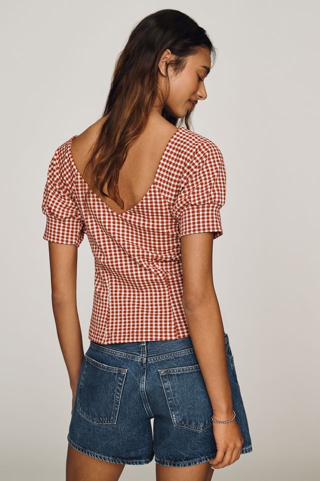 Maeve Gingham Short-Sleeve Blouse #3