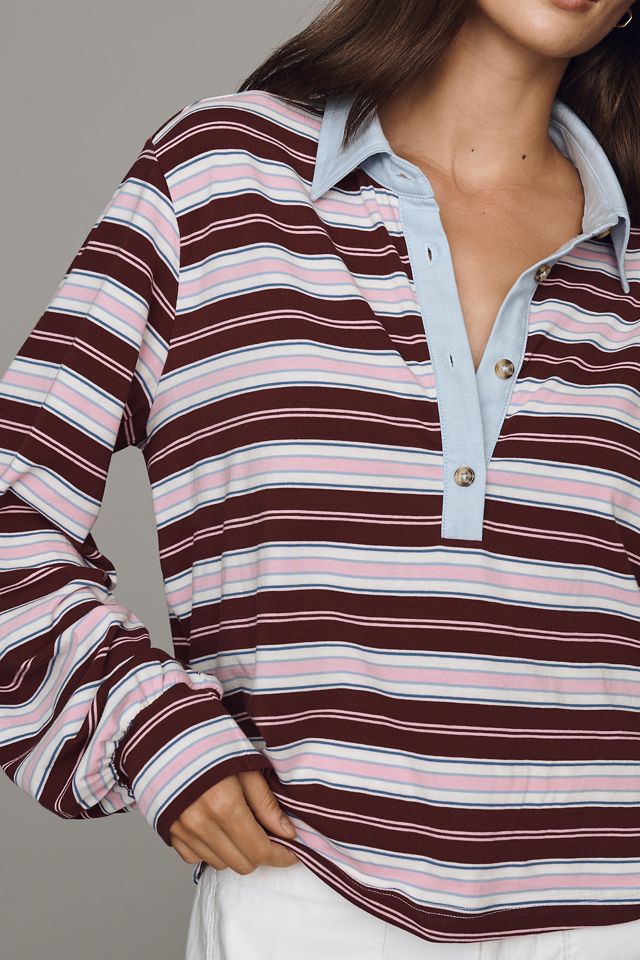 Maeve Long-Sleeve Polo Top #2