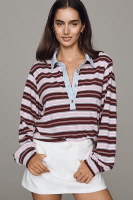 Maeve Long-Sleeve Polo Top