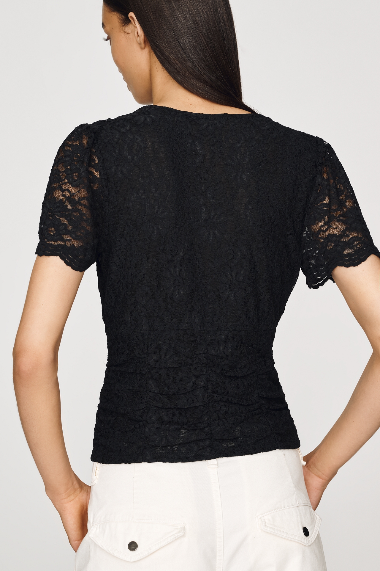 By Anthropologie Plunge Lace Tee