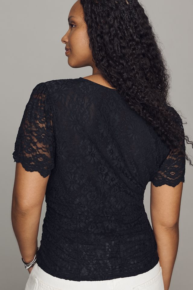 By Anthropologie Plunge Lace Tee #5