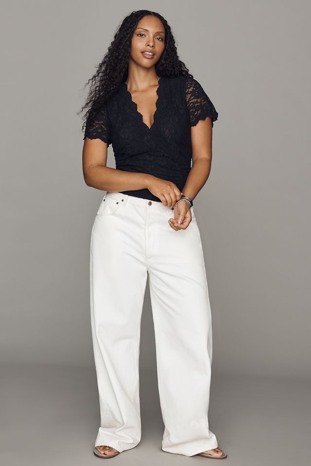 By Anthropologie Plunge Lace Tee #6