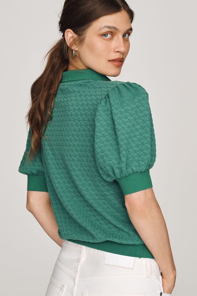 Maeve Puff-Sleeve Collared Top #2