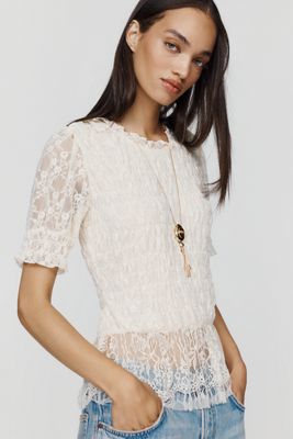 By Anthropologie Spitzen-Schößchen-Top