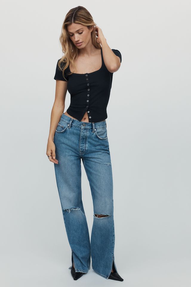Pilcro Square-Neck Cardigan #1