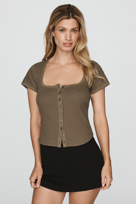 Square-Neck Cardigan Top