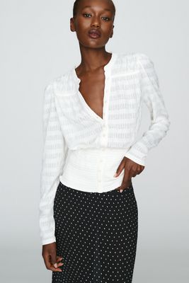 Maeve Market Day Shirred Long-Sleeve Top