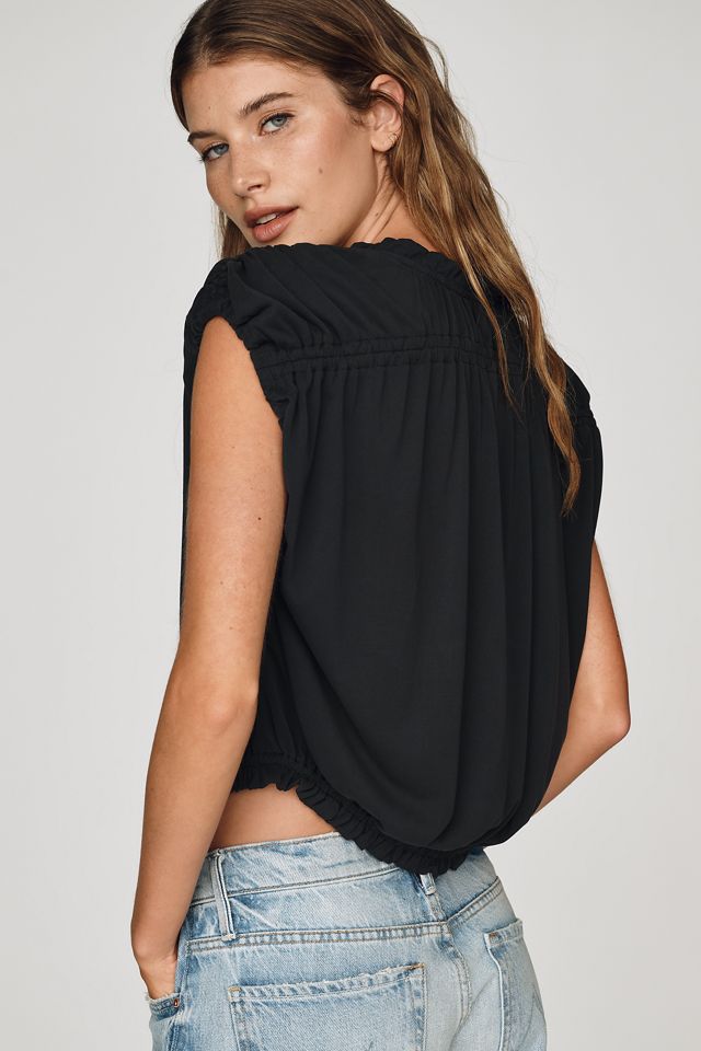 By Anthropologie Silken Cropped Button-Front Blouse #3