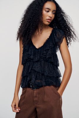 By Anthropologie Tiered Lace Top