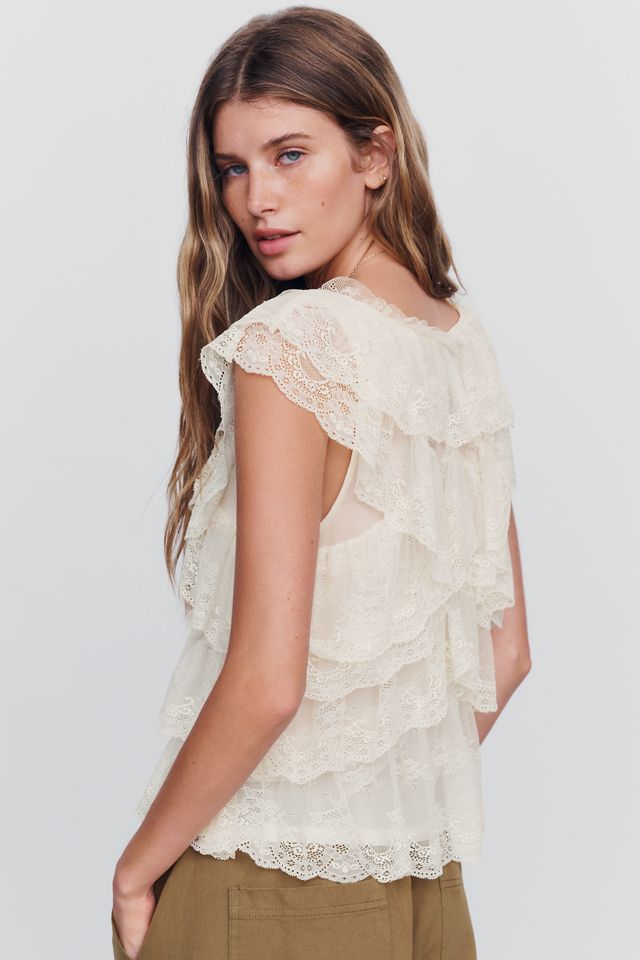 By Anthropologie Tiered Lace Top #2