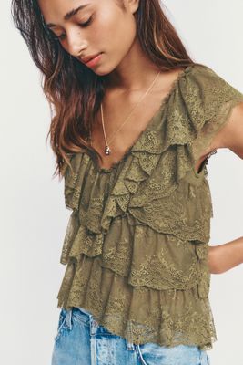 By Anthropologie Tiered Lace Top