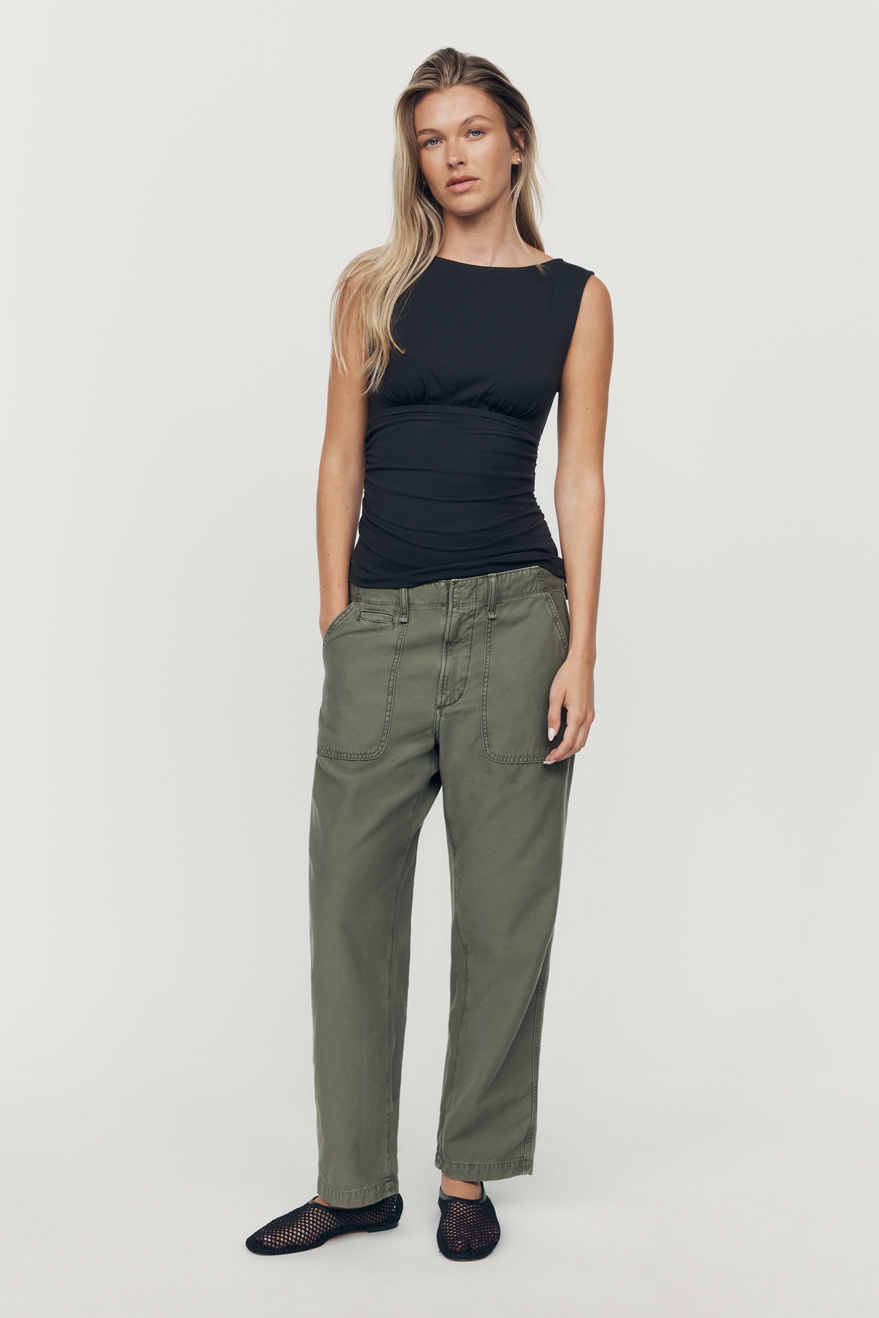 Maeve Ruched Boat-Neck Tank