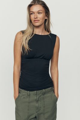 Maeve Ruched Boat-Neck Tank