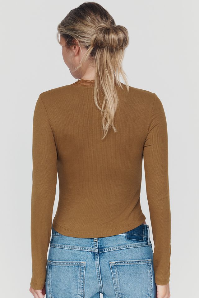 By Anthropologie Plunge Lace-Trim Cardigan #2