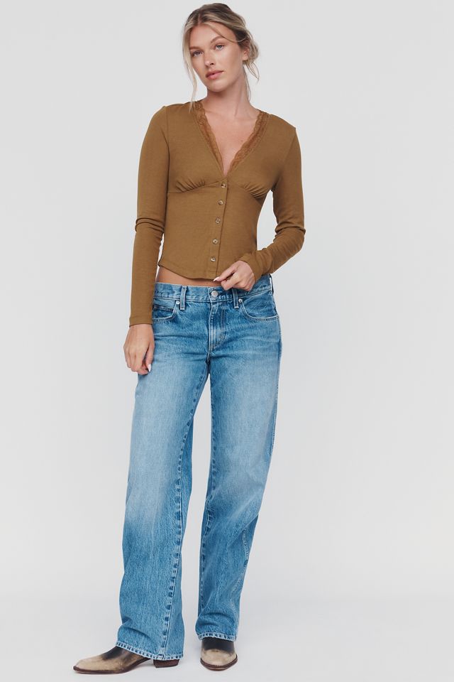 By Anthropologie Plunge Lace-Trim Cardigan #3