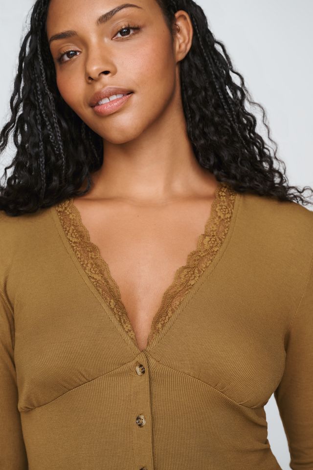 By Anthropologie 100% Cotton Lace-Trim Top #7