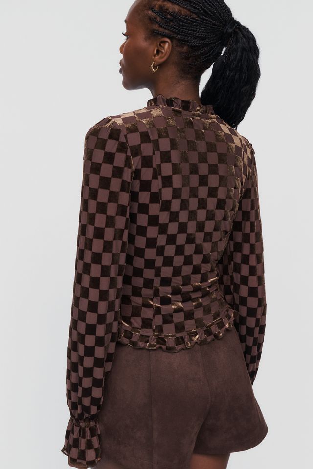 By Anthropologie Checkered Flocked Cardigan  #3