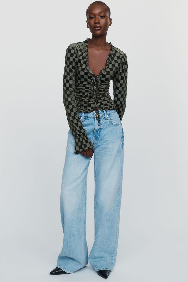 By Anthropologie Checkered Flocked Cardigan  #1