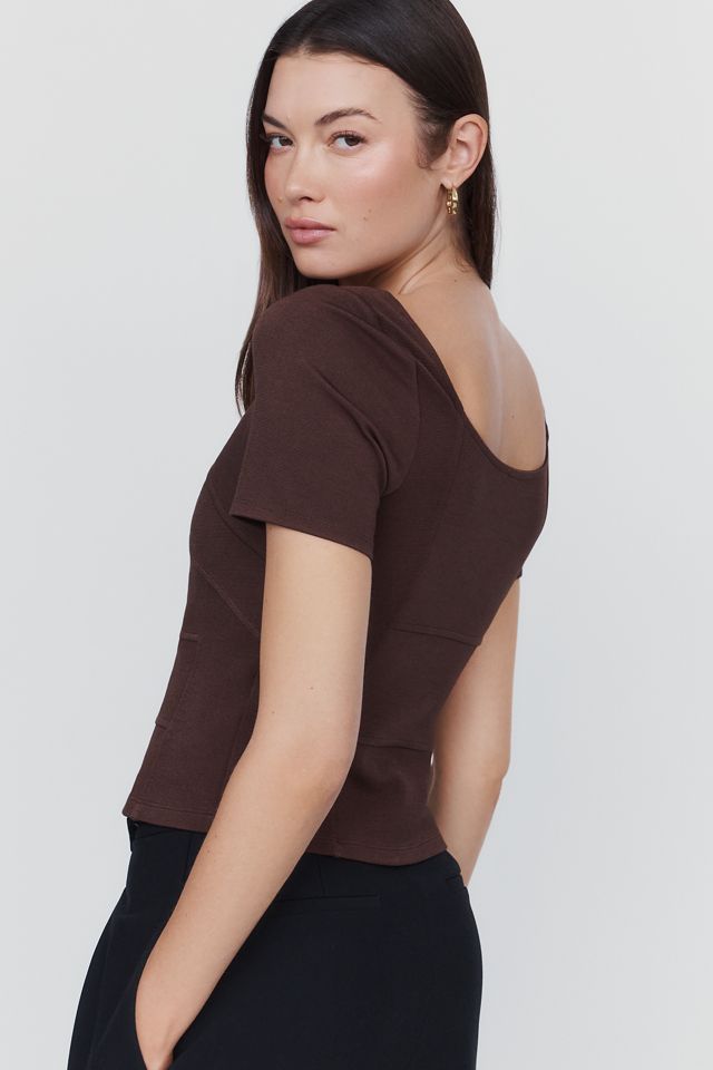 By Anthropologie Notched Square Neck Top #1