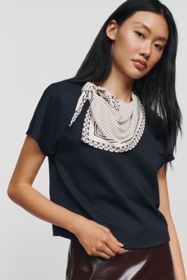 T-Shirt con Sciarpa in Seta Maeve