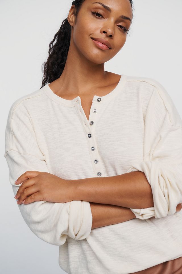 Pilcro 100% Cotton Slub Henley Top #4