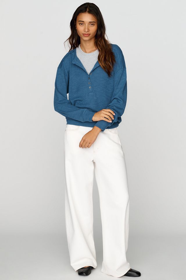 Pilcro 100% Cotton Slub Henley Top #2