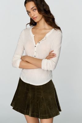 Pilcro Andie 100% Wolle Federleichtes Henley-Oberteil
