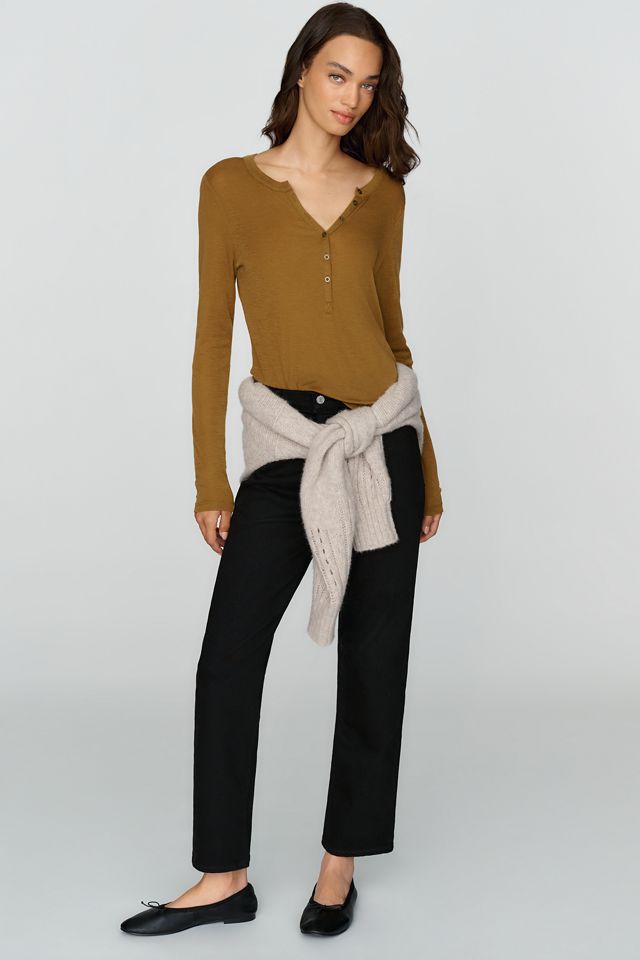 Pilcro Andie 100% Wool Tissue Weight Henley Top #3