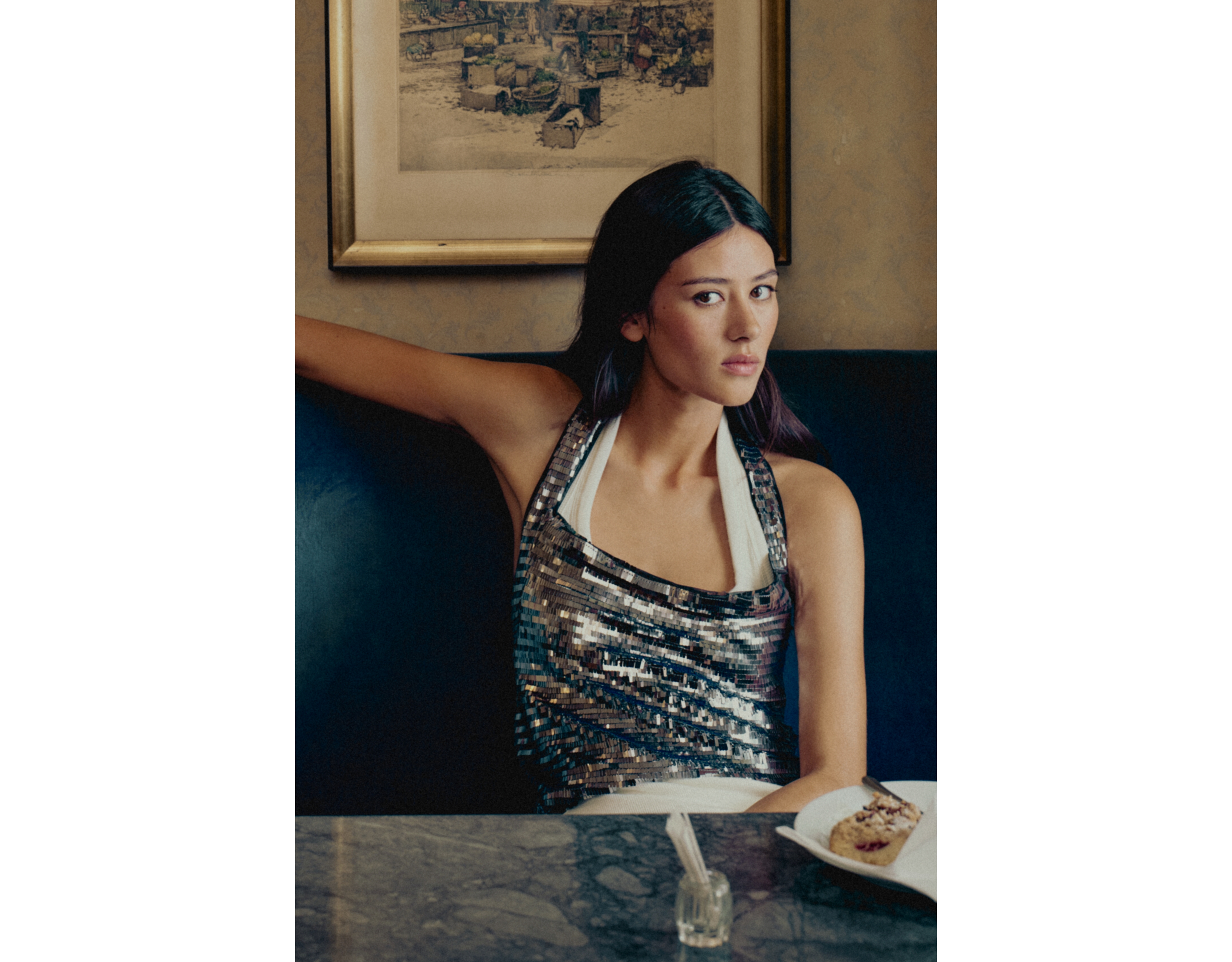 By Anthropologie Sequined Chainmail Halter Top