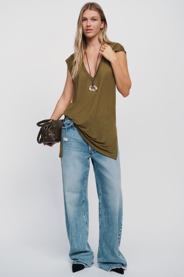 Pilcro Wool Blend Deep V-Neck Tissue Tee #3
