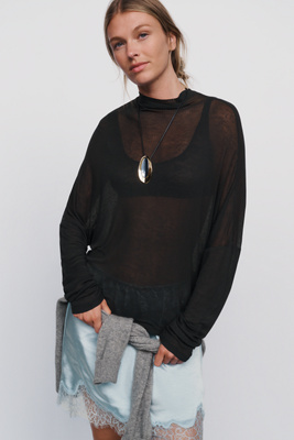 By Anthropologie Featherweight Cashmere Blend Ribbed Top by Anthropologie