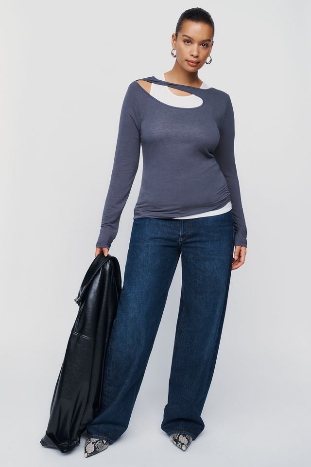 By Anthropologie Cashmere Blend Layered Cutout Top #6