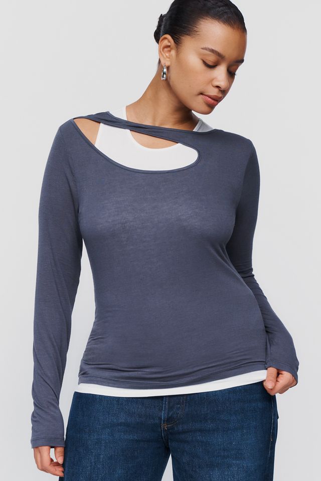 By Anthropologie Cashmere Blend Layered Cutout Top #4