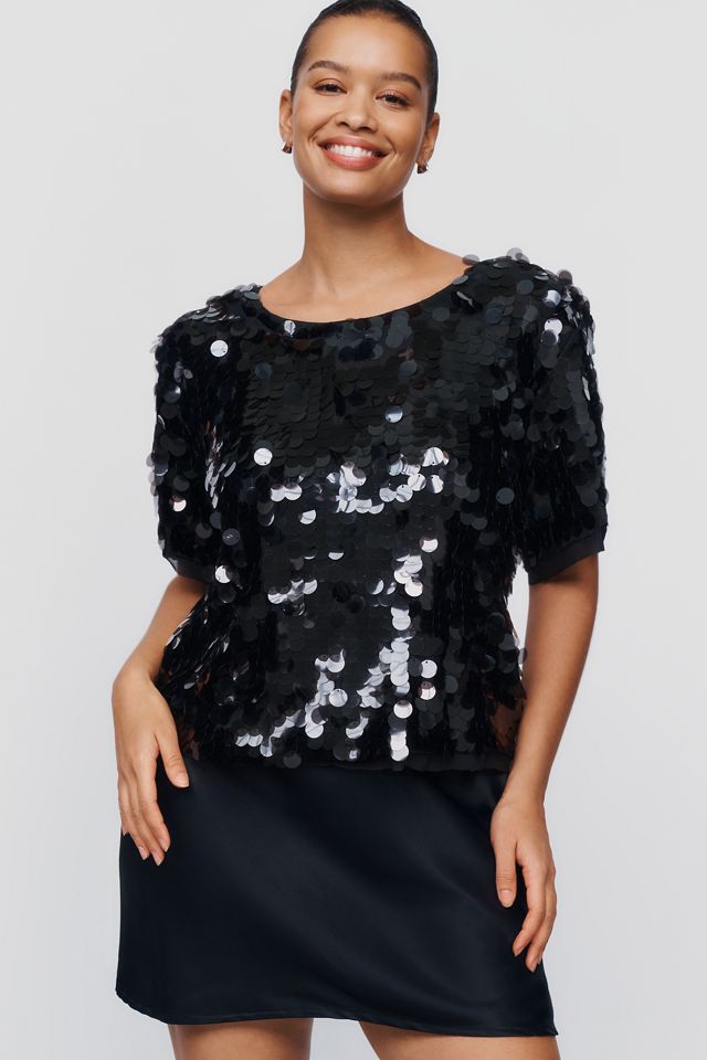 Maeve Sequined Boxy Tee #4
