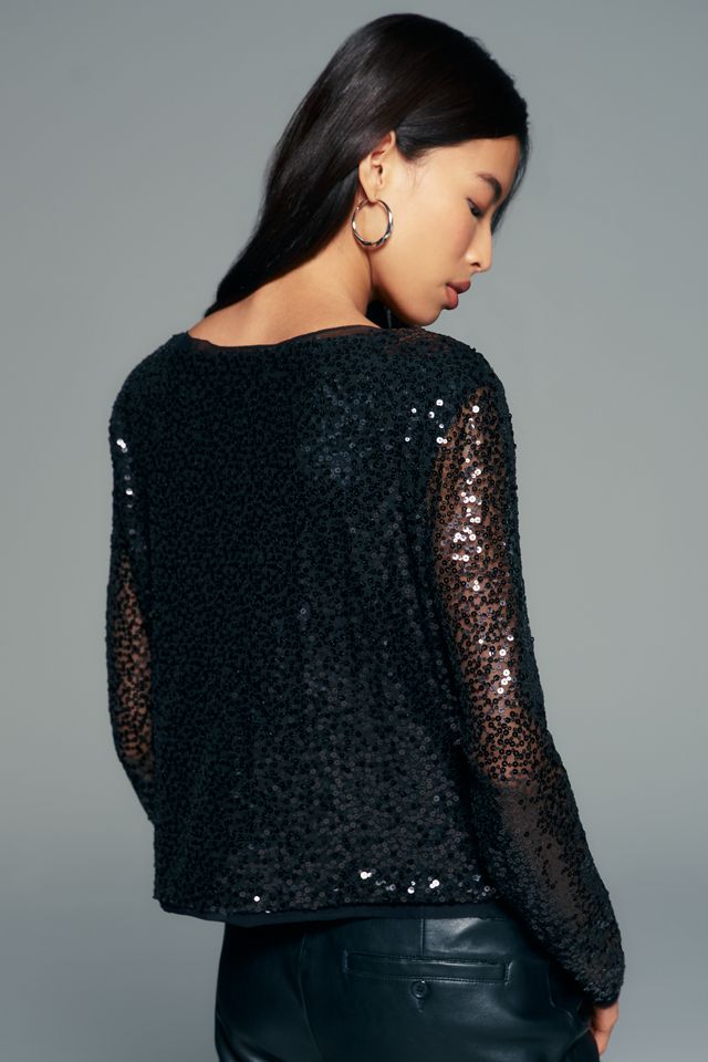 Maeve Sequined Stretch Knit Cardigan #2