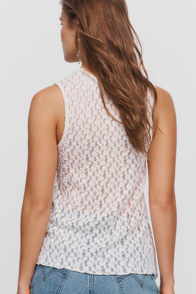 Maeve Sheer Lace Asymmetrical Top #3
