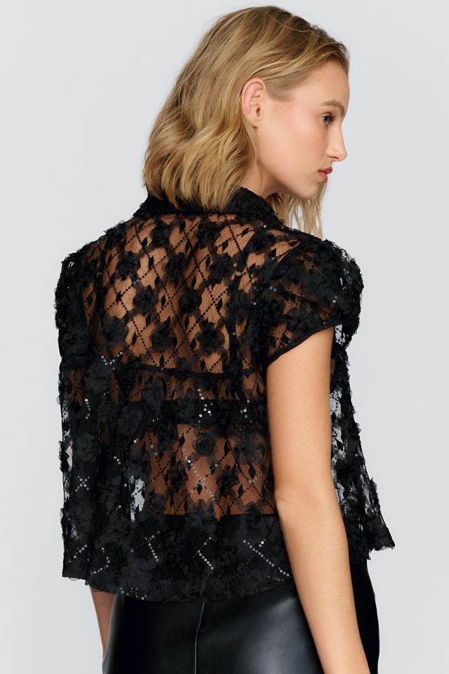 Maeve Sheer Lace Babydoll Blouse #3