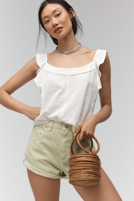 Pilcro Ruffle-trim Scoop-neck Tank Top