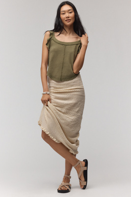 PILCRO RUFFLE-TRIM SCOOP-NECK TANK TOP 