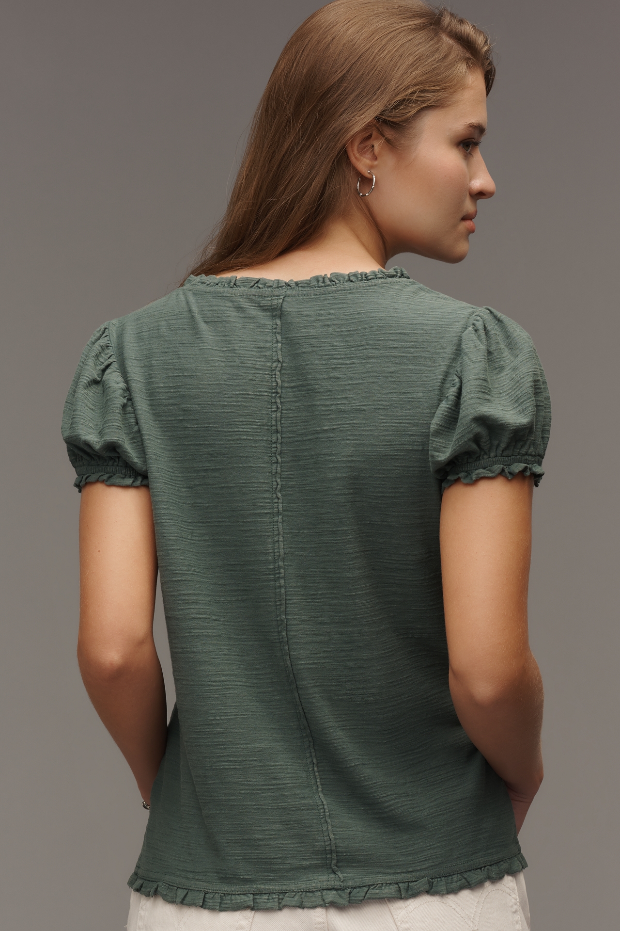 Pilcro Puff-Sleeve Grommet Top