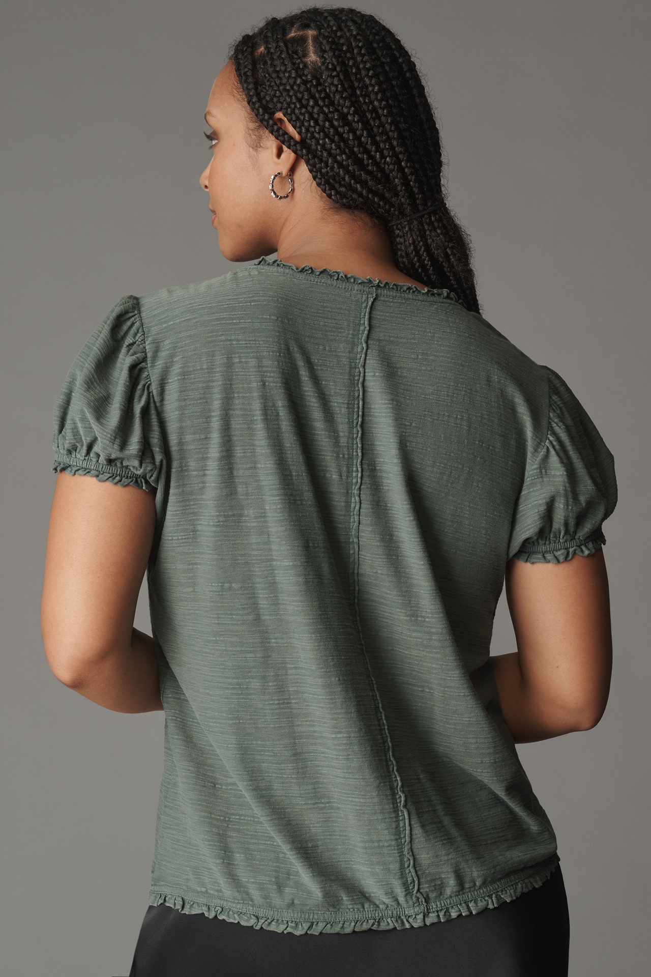 Pilcro Puff-Sleeve Grommet Top